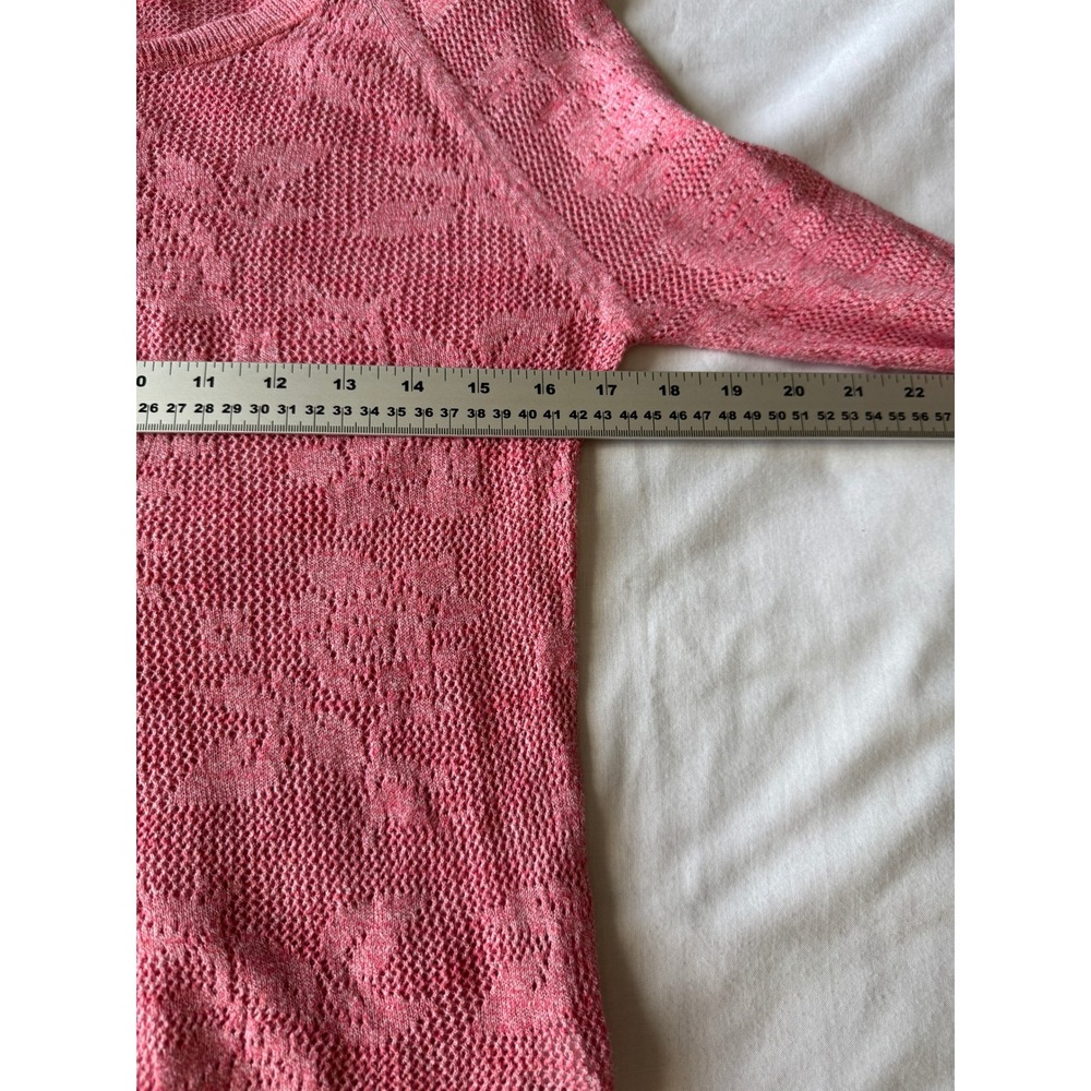 Aeropostale Crochet Henley Top L Sheer Pink Floral Knit Boho Cottagecore Y2K Vtg - Picture 8 of 12